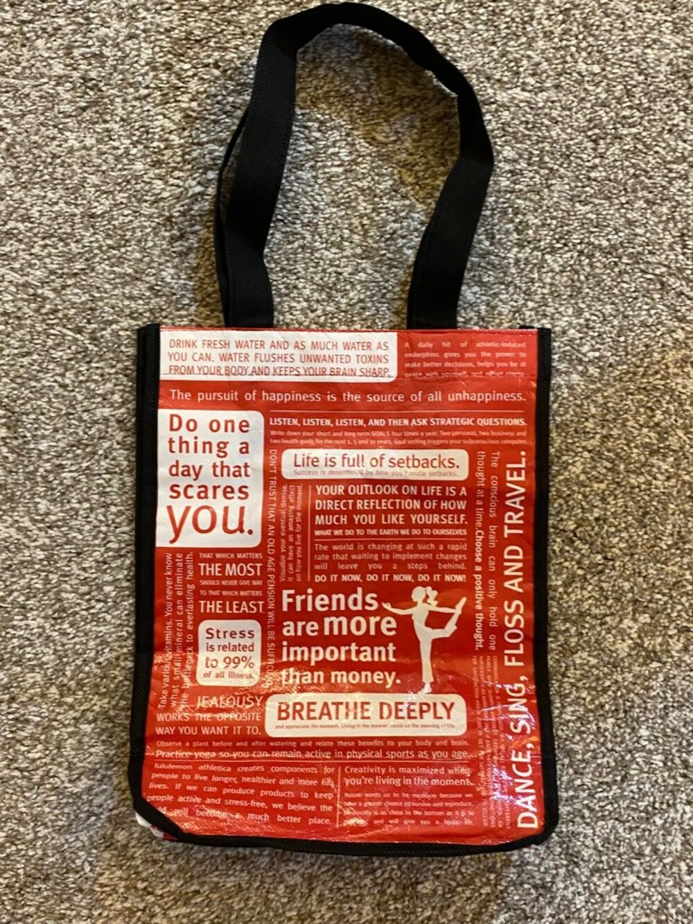 Lululemon Shopping Red Bag Tote Reusable Small New